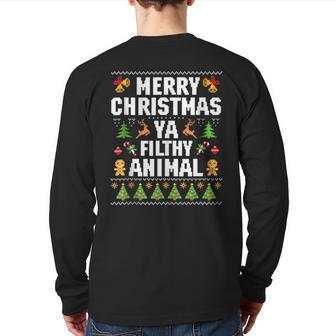 Merry Christmas Animal Filthy Ya Ugly Sweater Style Matching Back Print Long Sleeve T-shirt | Mazezy