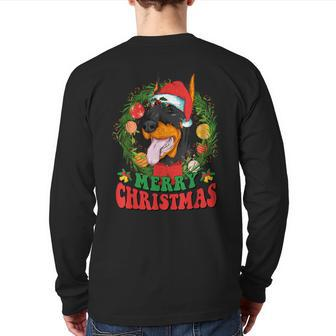 Merry Christmas Doberman Santa Hat Dog Lovers Ugly Sweater Back Print Long Sleeve T-shirt - Thegiftio UK