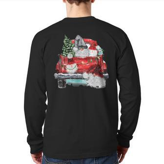 Merry Christmas Gnomes Santa Claus Red Truck Xmas Tree Back Print Long Sleeve T-shirt | Mazezy