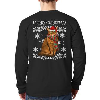Merry Christmas Ornament Somali Cat Xmas Santa Back Print Long Sleeve T-shirt | Mazezy