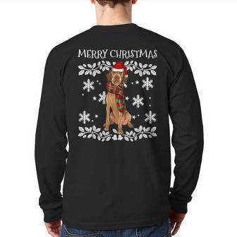 Merry Christmas Ornament Wirehaired Vizsla Xmas Santa Back Print Long Sleeve T-shirt | Mazezy