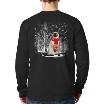 Merry Christmas Santa Ragdoll Siamese Cat Christmas Back Print Long Sleeve T-shirt | Mazezy