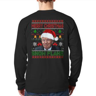 Merry Christmas Snowflake Santa Trump Xmas Ugly Sweater Back Print Long Sleeve T-shirt - Monsterry CA