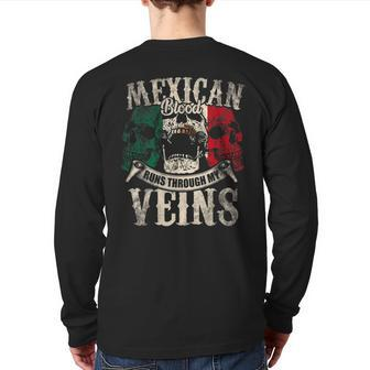 Mexican Blood Runs Through My Veins Back Print Long Sleeve T-shirt - Seseable