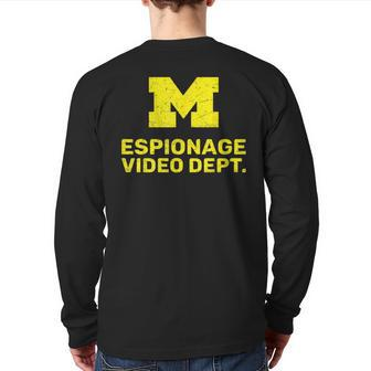Michigan Espionage Dept Michigan Video Espionage Department Back Print Long Sleeve T-shirt - Thegiftio UK