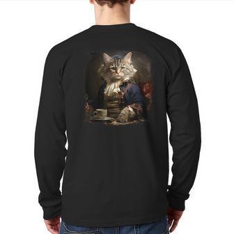 Minuet Cat Founding Fathers Humorous Patriotic Back Print Long Sleeve T-shirt | Mazezy