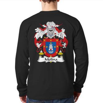 Molina Coat Of Arms Family Crest Back Print Long Sleeve T-shirt | Mazezy