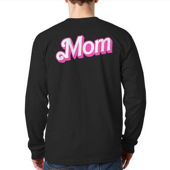 Mom Pink & White Overlapping Font Halloween Costume Back Print Long Sleeve T-shirt - Monsterry