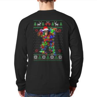 Monkey Animal Ugly Sweater Christmas Puppy Animal Lover Back Print Long Sleeve T-shirt | Mazezy