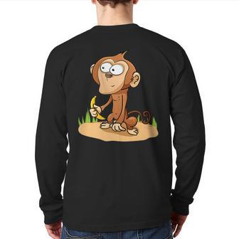 Monkey Grivet Rhesus Macaque Crab-Eating Macaque Back Print Long Sleeve T-shirt | Mazezy