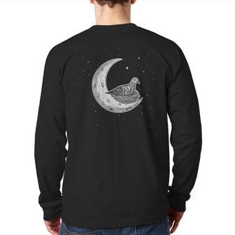 Mourning Dove In Crescent Moon Back Print Long Sleeve T-shirt | Mazezy