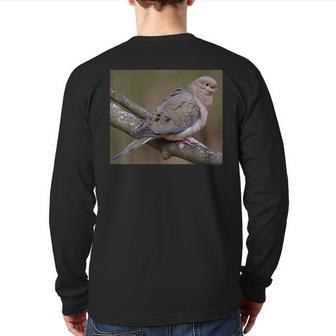 Mourning Dove Perched On A Branch Back Print Long Sleeve T-shirt | Mazezy