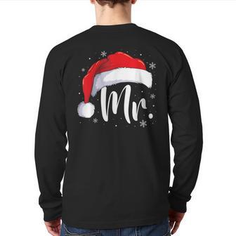 Mr Mrs Claus Christmas Couples Matching His And Her Pajamas Back Print Long Sleeve T-shirt - Monsterry DE