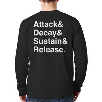 Music Producer Audio Engineer Synth Programmer Retro Vintage Back Print Long Sleeve T-shirt | Mazezy