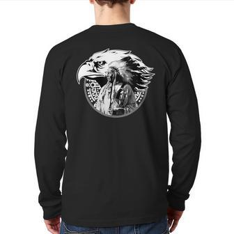 Native American Chief Eagle Native American Lovers Back Print Long Sleeve T-shirt | Mazezy
