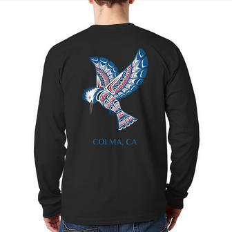 Native American Colma Kingfisher Bird California Back Print Long Sleeve T-shirt | Mazezy