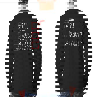 Nice Naughty Depends Christmas List Xmas Santa Claus Back Print Long Sleeve T-shirt | Seseable CA