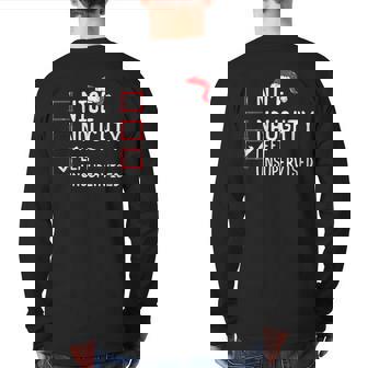 Nice Naughty Left Unsupervised Christmas List Back Print Long Sleeve T-shirt | Mazezy