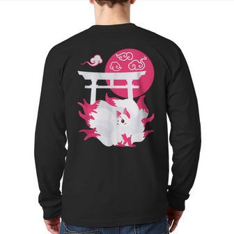 Nine-Tailed Fox Kitsune Japanese Style Back Print Long Sleeve T-shirt | Mazezy