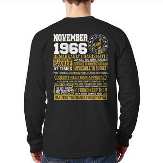 November Birthday Born November Scorpio 1966 Back Print Long Sleeve T-shirt | Mazezy