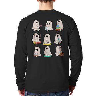 Occupational Therapy Halloween Ot Ghost Boo Speech Therapy Back Print Long Sleeve T-shirt - Seseable