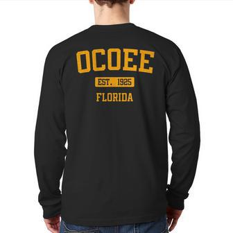 Ocoee Florida Classic Varsity Style Block Letter Back Print Long Sleeve T-shirt | Mazezy