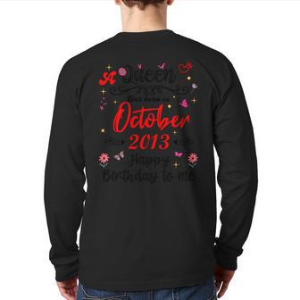October Birthday A Queen Was Born In October 2013 October Back Print Long Sleeve T-shirt | Mazezy AU