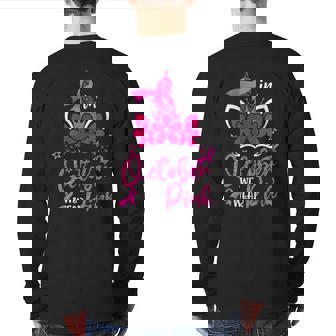 In October We Wear Pink Ribbon Unicorn Breast Cancer Back Print Long Sleeve T-shirt - Seseable