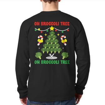 Oh Broccoli Tree Vegetarian Vegan Christmas Back Print Long Sleeve T-shirt - Thegiftio UK