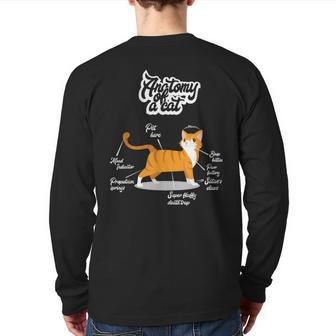 Orange Tabby Cat Anatomy Of A Cat Cute Present Back Print Long Sleeve T-shirt | Mazezy