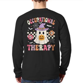 Ot Occupational Therapy Halloween Retro Ghost Ot Halloween Back Print Long Sleeve T-shirt - Seseable