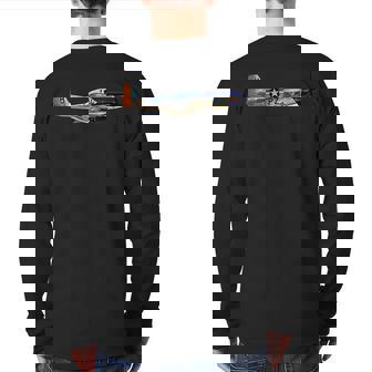 P-51 Mustang Wwii Fighter Plane Us Military Aviation History Back Print Long Sleeve T-shirt | Mazezy