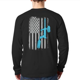 Paintballer Vintage American Flag Paintball Player Back Print Long Sleeve T-shirt | Mazezy