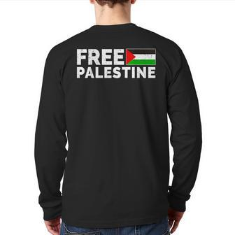 Palestine Flag Free Gaza Back Print Long Sleeve T-shirt - Monsterry CA