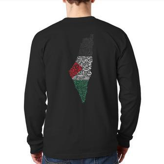 Palestine Free Palestine In Arabic Free Gaza Palestine Flag Back Print Long Sleeve T-shirt - Monsterry CA