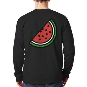 Palestine Watermelon Back Print Long Sleeve T-shirt | Mazezy