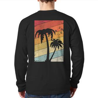 Palm Tree Retro Tropical Beach Back Print Long Sleeve T-shirt | Mazezy