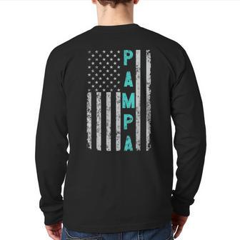 Pampa Fathers Day Vintage Patriotic Distressed American Flag Back Print Long Sleeve T-shirt - Monsterry