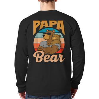 Papa Bear Lover Pun Animal Bears Bear Dad Father Daddy Back Print Long Sleeve T-shirt | Mazezy