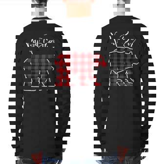 Papa Bear Pajama Red Buffalo Xmas Family Christmas Back Print Long Sleeve T-shirt | Mazezy