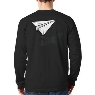 Paper Airplane Novelty Paper Airplane Back Print Long Sleeve T-shirt | Mazezy