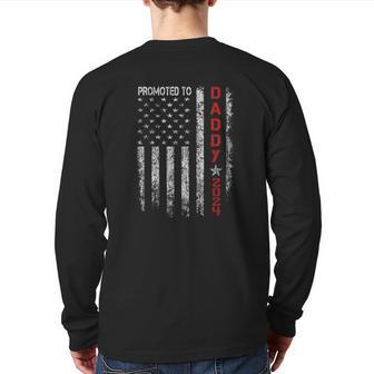 Patriotic Promoted To Daddy Est 2024 First Time Dad Back Print Long Sleeve T-shirt | Seseable CA
