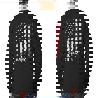 Patriotic Usa Flag Land Surveyor Land Examiner Cartographer Back Print Long Sleeve T-shirt | Mazezy