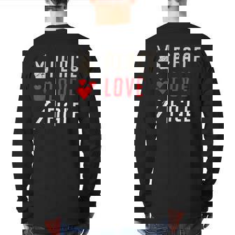 Peace Love Figle Ophicleide Instrument Figle Players Back Print Long Sleeve T-shirt | Mazezy