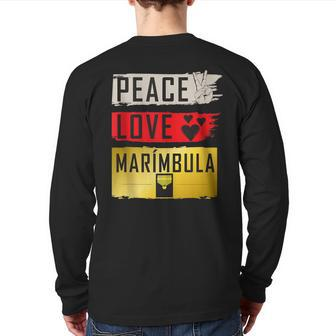 Peace Love Marímbula Musical Instrument Marímbula Players Back Print Long Sleeve T-shirt | Mazezy