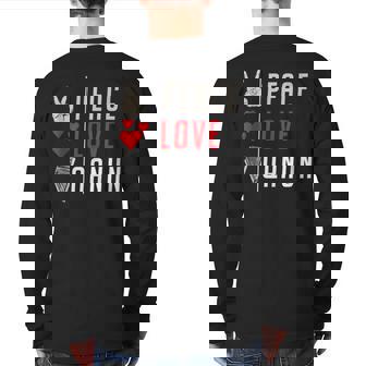 Peace Love Qanun Musical Instrument Qanun Instrument Back Print Long Sleeve T-shirt | Mazezy