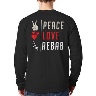 Peace Love Rebab Instrument Rebab Stringed Music Instrument Back Print Long Sleeve T-shirt | Mazezy