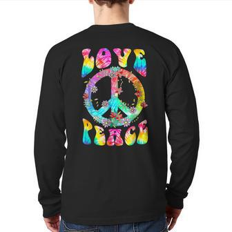 Peace Sign Love 60'S 70'S Tie Dye Hippie Costume Back Print Long Sleeve T-shirt - Monsterry