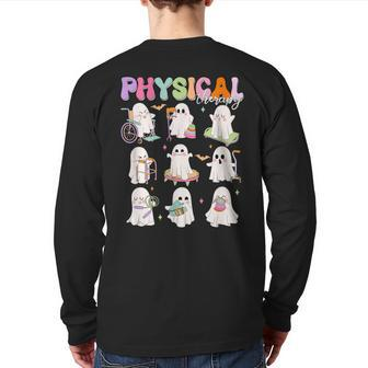 Physical Therapy Halloween Boo Ghost Spooky Season Back Print Long Sleeve T-shirt | Mazezy