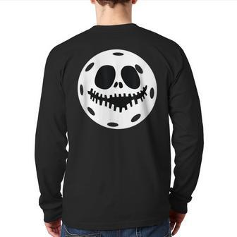 Pickleball Halloween Horror Scary Skull Back Print Long Sleeve T-shirt - Seseable